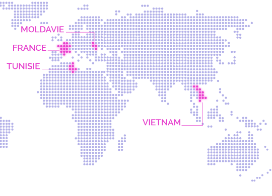 Carte de l’implantation de Tconcept à l’international